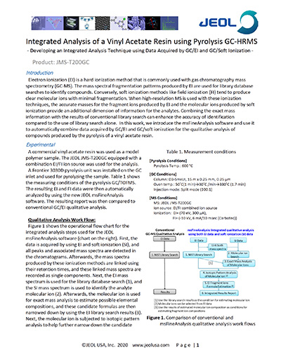 Integrated Analysis of a Vinyl Acetate Resin using Pyrolysis GC-HRMS - MSTips 275
